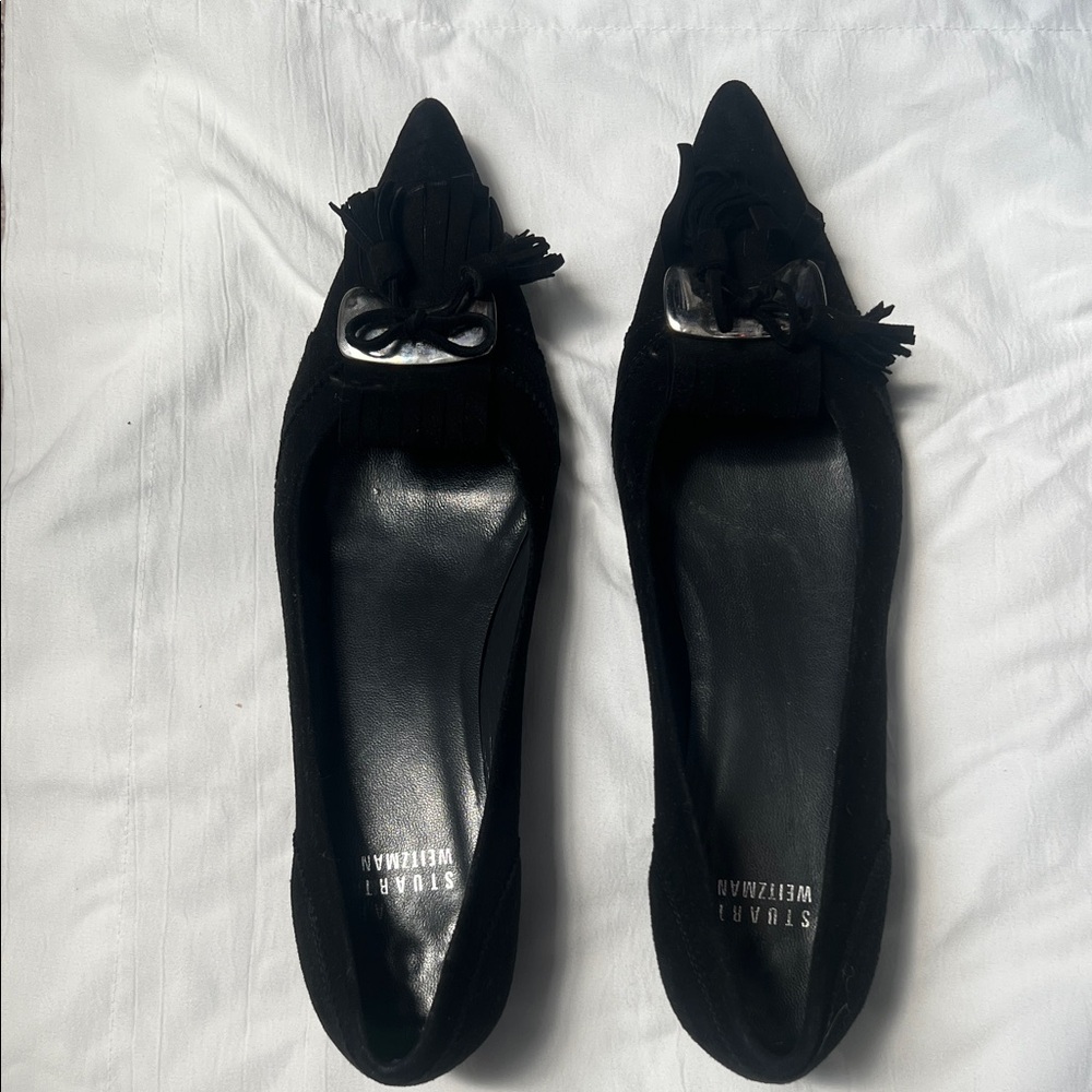 Stuart Weitzman Black Tassel Flats